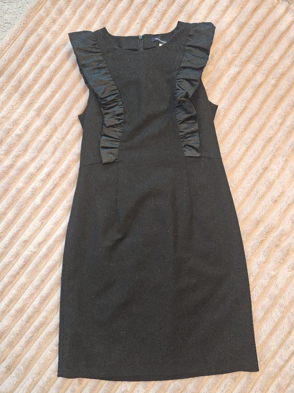 French Connection Black Ruffle-Trim Midi Dress